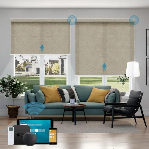 Vista 29 de Cortinas enrollables inteligentes de filtrado de luz motorizadas compatibles con HomeKit, persianas inteligentes para ventanas con 1% de apertura