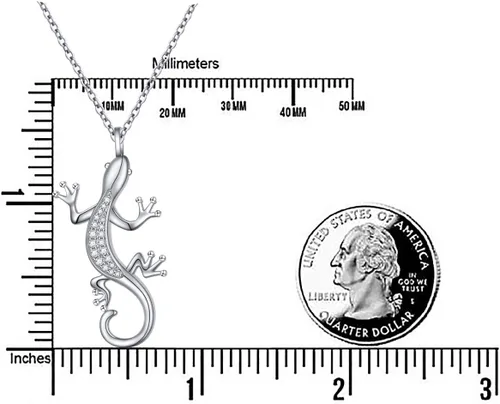 Vista 6 de DAOCHONG Collar con colgante de plata de ley S925 con diseño de lagarto y camaleón Gecko para mujeres, hombres y adolescentes, Plata esterlina