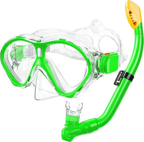 Vista 19 de Gintenco Juego de esnórquel para niños, máscara de buceo para niños como gafas de natación unisex, juego de máscara de buceo antivaho y esnórquel
