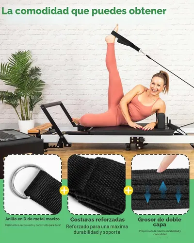 Vista 3 de Wonderful Day 2 correas de pilates para reformador, cómodo grosor mejorado, correas de ejercicio de doble bucle con anillo en D para entrenamiento