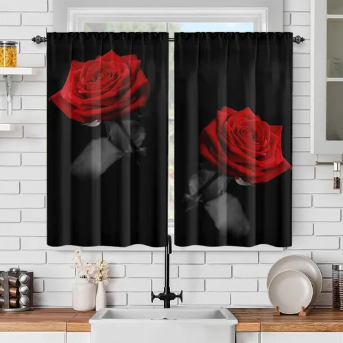 Vista 20 de Cortinas de ventana de cosecha de otoño, marco de madera rústica, cortinas florales de pacas de heno y calabaza, cenefa de cocina de Acción