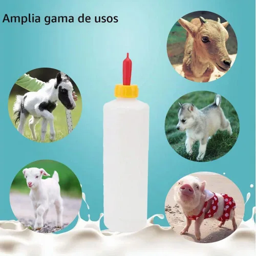 Vista 5 de Juego de pezón y biberones para alimentar a cachorros de oveja y cordero