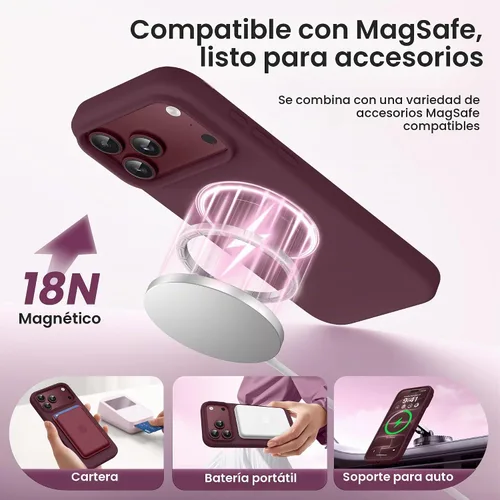 Vista 2 de GONEZ Funda para iPhone 18 Pro / 17 Pro, compatible con MagSafe borgoña (A-burgundy)
