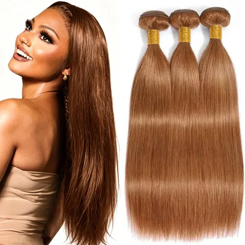 Vista 178 de P4613 Cabello humano rizado onda profunda marrón y paquetes mixtos 8 10 12 P4613 Ombre Marrón-Rubio-DP