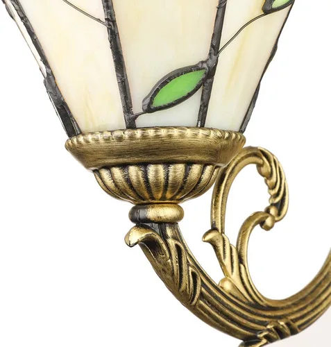 Vista 7 de LITFAD Aplique de pared estilo Tiffany, lámpara de pared de cristal beige con cadena de tracción