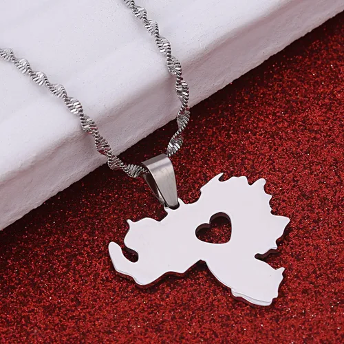 Vista 4 de Collar con colgante de mapa de Venezuela de acero inoxidable para mujeres y hombres venezolanos