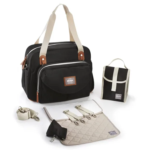 Vista 3 de Beaba Geneva - Bolsa de pañales multifunción para bebé, incluye correa extraíble para cochecito, cambiador y bolsa aislada, color negro Gris