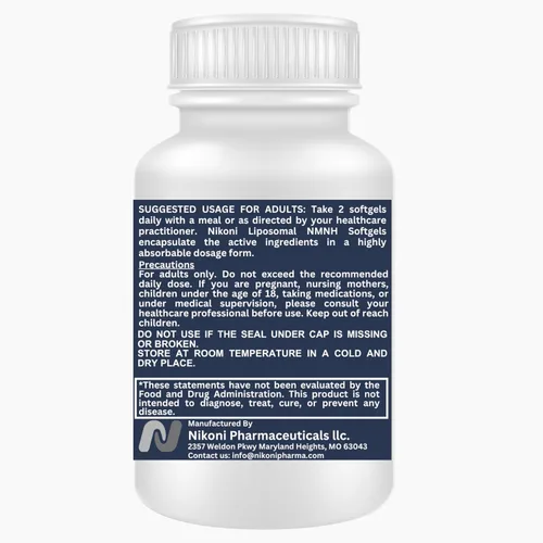 Vista 2 de Nikoni Cápsulas blandas liposomales veganas NMNH, fórmula 33 en 1 con 1000 mg de NMNH por seving, apoyo NAD+ - Promueve la energía celular, la salud