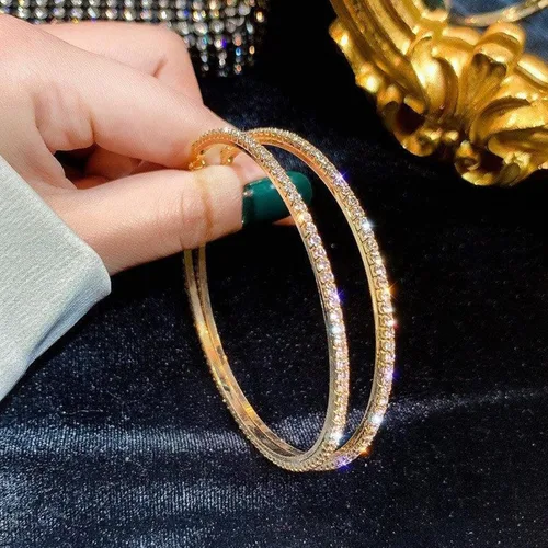 Vista 8 de MOROTOLE Aretes de aro de oro de 14 quilates con diamantes de imitación, finos, grandes, hipoalergénicos, para mujeres y niñas, regalos de joyería