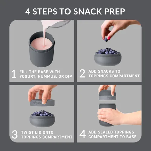 Vista 3 de Bentgo Snack Cup - Contenedor de bocadillos reutilizable con diseño a prueba de fugas, compartimento para aderezos y tapa de doble sellado, portátil