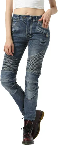 Vista 2 de Pantalones de motociclista para mujer con rodilleras y rodilleras