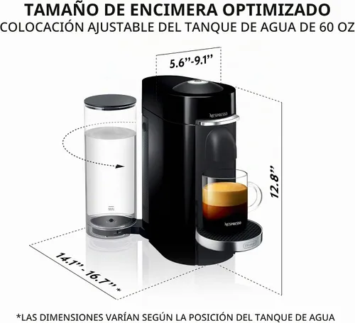Vista 3 de Nespresso VertuoPlus Deluxe - Paquete de máquina de café y espresso con espumador de leche Aeroccino de De'Longhi, negro