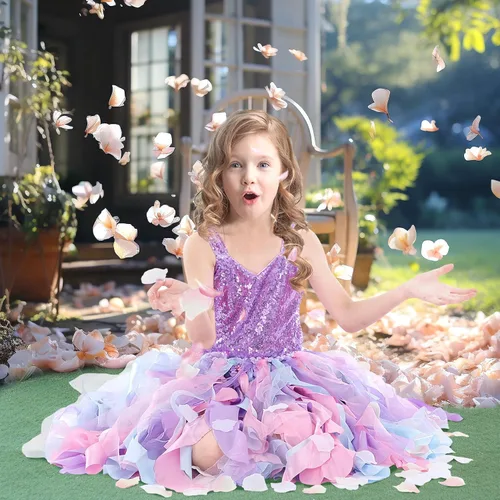 Vista 7 de Suppromo Vestido tutú para niñas pequeñas, fiesta de cumpleaños, vestido de tul con lentejuelas brillantes para niñas pequeñas, concurso