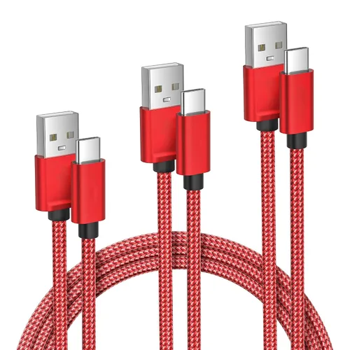 Vista 11 de Cable de carga USB tipo C, paquete de 3, (1.5/3.3/6.6 pies), de nailon, para Samsung Galaxy Fold Note 9, 8, S10, S9, S8, S10E, 10, 10E, Plus, S20