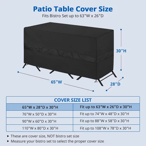Vista 2 de SunPatio Bistro - Juego de funda impermeable, para patio al aire libre, juego de muebles de 3 piezas con ventilación de aire, resistente a los rayos