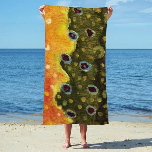 Vista 3 de CafePress Toalla de playa suave y absorbente de 30 x 60 pulgadas para pesca con mosca de trucha
