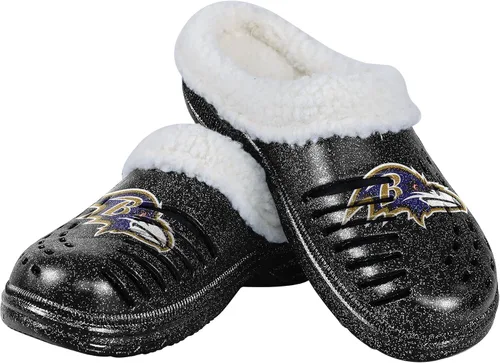 Vista 13 de FOCO - Zuecos con logotipo del equipo de la NFL para mujer, forro de sherpa y brillo