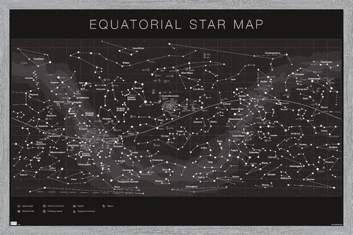 Vista 18 de Trends International Astrología - Póster de pared con mapa estelar ecuatorial, 14.725 x 22.375 pulgadas, versión enmarcada de madera de granero