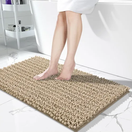 Vista 24 de Yimobra Alfombras de Baño Antideslizantes Lavables - Alfombra de Baño de Chenilla Ultra Suave Absorbente, Alfombra Peluda de Secado Rápido para Negro