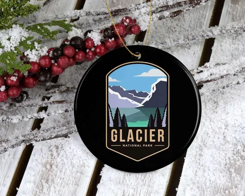 Vista 3 de Adorno de Parque Nacional Glaciar – Regalo del Parque Nacional Glaciar – Adorno de Navidad Glaciar – Decoración del Parque Nacional Glaciar