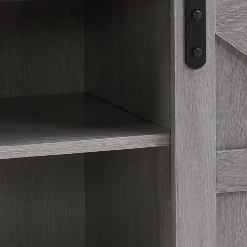 Vista 8 de Soporte de TV con puerta corrediza de granero, centro de entretenimiento de madera moderna y rústica, armario de almacenamiento, mesa de estar