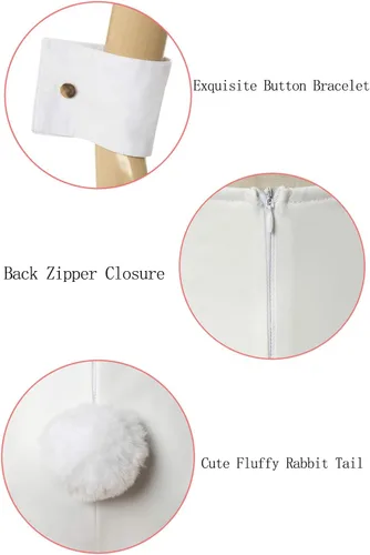 Vista 6 de CR ROLECOS Disfraz de conejito para mujer, traje de una pieza para cosplay de Senpai
