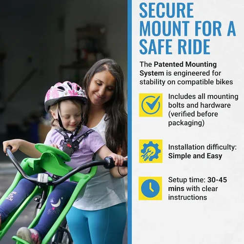 Vista 3 de iBert Asiento infantil montado en la parte delantera con montaje patentado para una instalación fácil y segura, asiento de bicicleta para niños