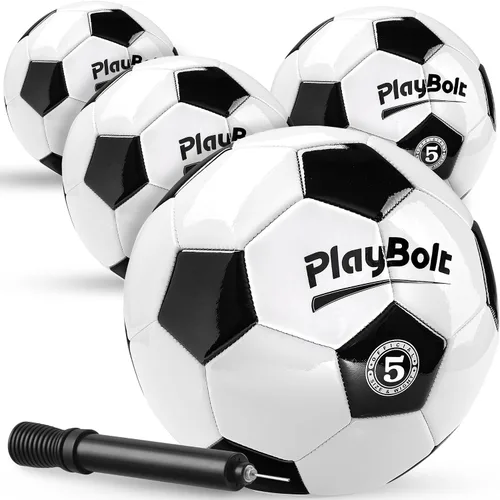 Vista 13 de PlayBolt Soccer Ball Sizes 2, 3, 4, 5 with Pump - Black & White Training Practice & Match Ball for Kids, Youth and Adults (1-Pack or 4-Pack)