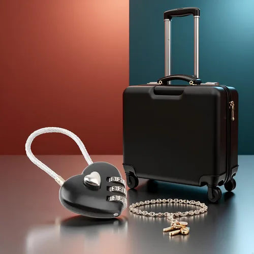 Vista 3 de Cerradura de código en forma de corazón negro, tamaño mini compacto con combinación de código de 3 dígitos para equipaje, mochila, joyero, candados