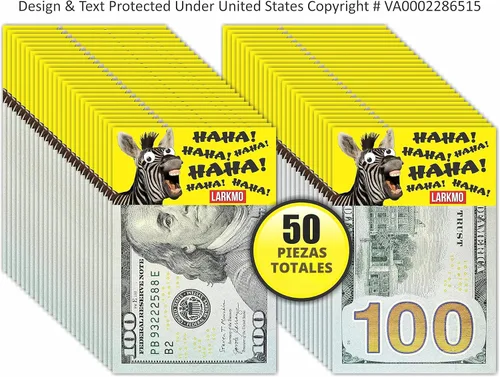 Vista 2 de Larkmo The Pranking Zebra Funny $100 Gag, Realista Broma de Bill de Cien Dólares Broma de Oficina para Hombres, Mujeres y Niños, Gran Broma