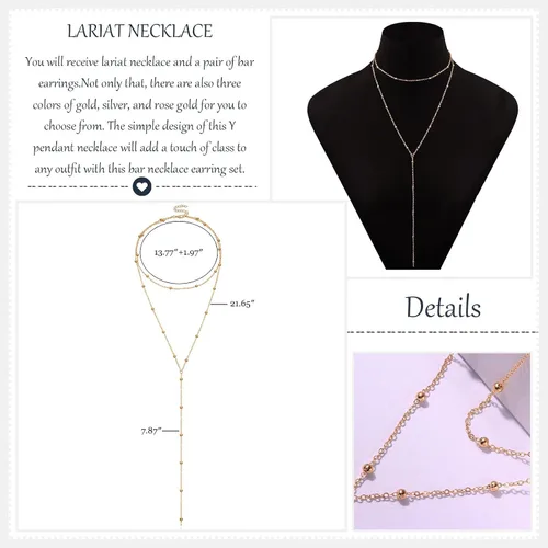 Vista 4 de Collares y gargantillas de oro largas de moda, juego de cadena deslizante para mujer, regalo de joyería de moda