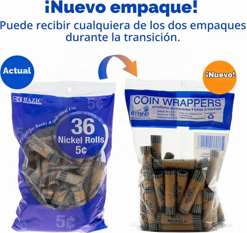 Vista 2 de BAZIC Products Envoltorios de monedas de níquel, rollos de $2, paquete de Azul