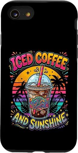 Vista 18 de Iced Coffee Sunshine Palm Trees Retro Summer Drink Case for iPhone 17