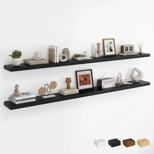 Vista 41 de Dreamland Estantes flotantes negros de 20 pulgadas, estantes de pared de 20 pulgadas para baño, dormitorio, cocina, estante de libros montado