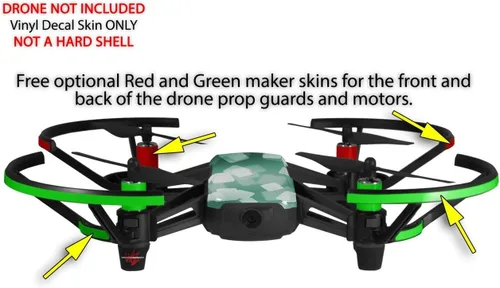 Vista 3 de Paquete de 2 calcomanías para DJI Ryze Tello Drone Bokeh Squared Seafoam Green Drone no incluido