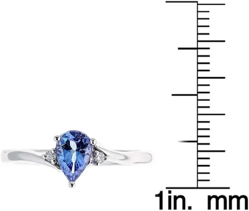 Vista 4 de Gin & Grace Anillo de promesa de eternidad con tanzanita natural y diamante (I1, I2) de oro blanco de 10 quilates para mujer, Metal Metal Piedra