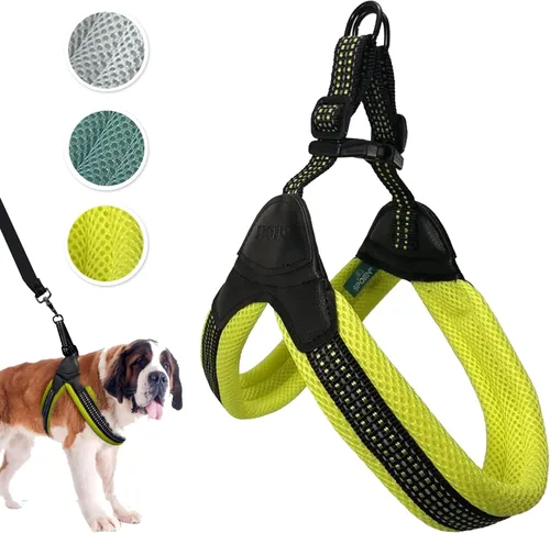 Vista 13 de Sporn Arnés de malla de fácil ajuste para perro de tamaño pequeño, color turquesa, tela suave, de nailon, sin estrangulamiento, arnés para perro