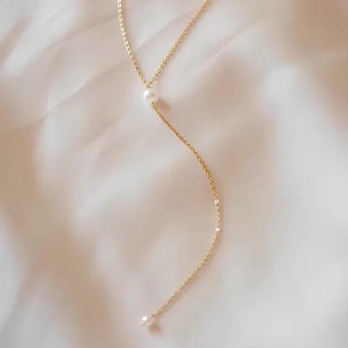 Vista 5 de Collares de perlas para mujer, gargantilla de oro simple chapado en oro de 14 quilates, collar de perlas de oro delicado, collar de cadena de perlas
