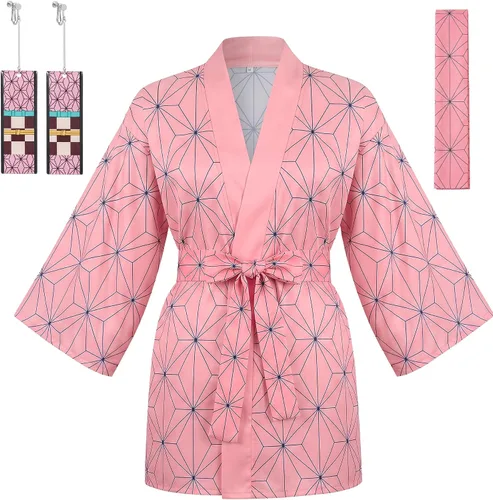 Vista 3 de Drofe Batas de anime Tanjiro, disfraz de cosplay Zenitsu Kimono