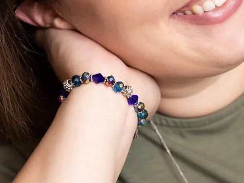 Vista 4 de Pulsera elástica de alerta médica, pulsera de identificación médica de repuesto intercambiable, etiqueta de identificación no incluida, cristales