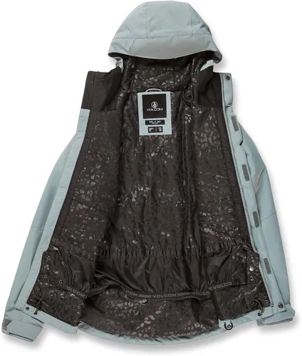 Vista 3 de Volcom Chaqueta con capucha Bolt para mujer, con aislamiento para snowboard y esquí, Negro