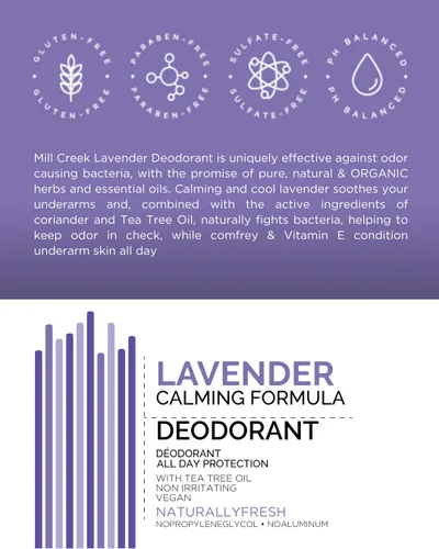 Vista 2 de Mill Creek Desodorante Cool Lavender (natural y orgánico) - 2.5oz.