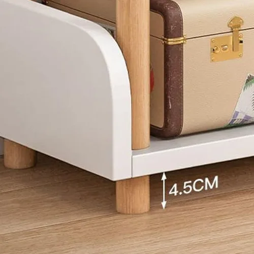 Vista 6 de Estantería de 3 niveles, estantería estándar para el hogar, moderna estantería de madera con estantes rectangulares para dormitorio, oficina Blanco