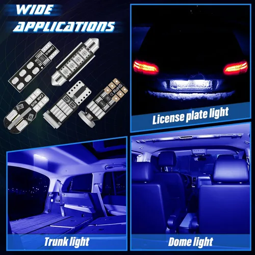 Vista 6 de Tallew Juego de 40 bombillas LED T10 para interiores de automóvil, 0.984 in, 1.024 in, 1.063 in, 1.260 in y 1.614 in, bombillas LED de repuesto