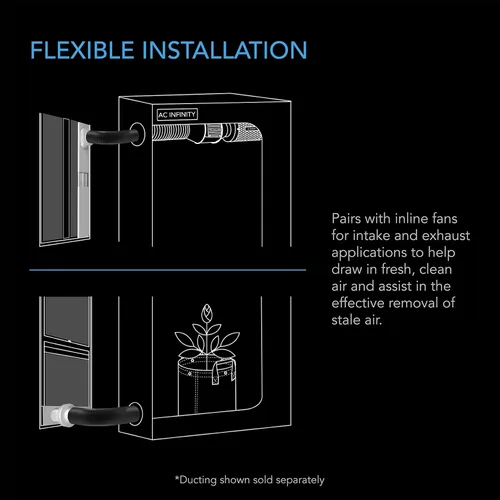 Vista 4 de Kit de conducto de ventana AC Infinity, puerto de ventilación universal para ventiladores en línea de 4" y 6", kit de ventilación de ventana