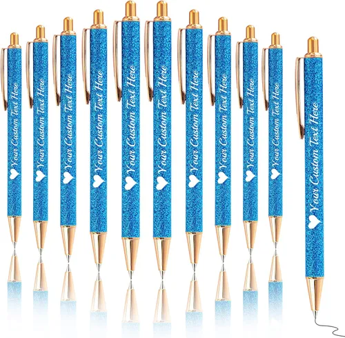 Vista 21 de Bolígrafos con purpurina personalizados con nombre, bolígrafos bonitos y bonitos personalizados, bolígrafos retráctiles de tinta negra, suministros
