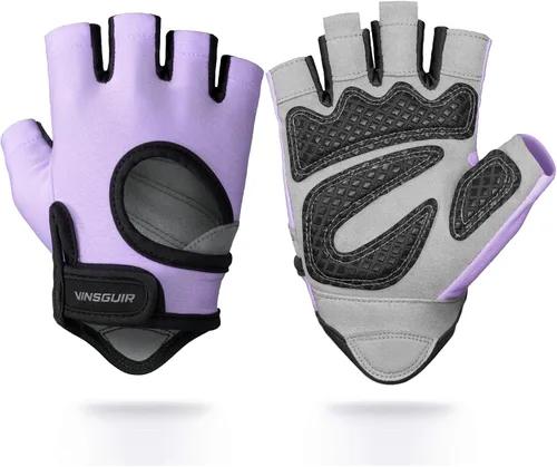 Vista 10 de VINSGUIR Guantes de entrenamiento para hombres y mujeres, guantes de levantamiento de pesas con excelente agarre, guantes de gimnasio ligeros