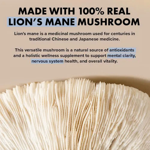 Vista 3 de Lions Mane - Cápsulas de cognición de hongos – 120 unidades Orgánico, sin gluten, suplemento de cerebro alfa para adultos Vitaminas cerebrales