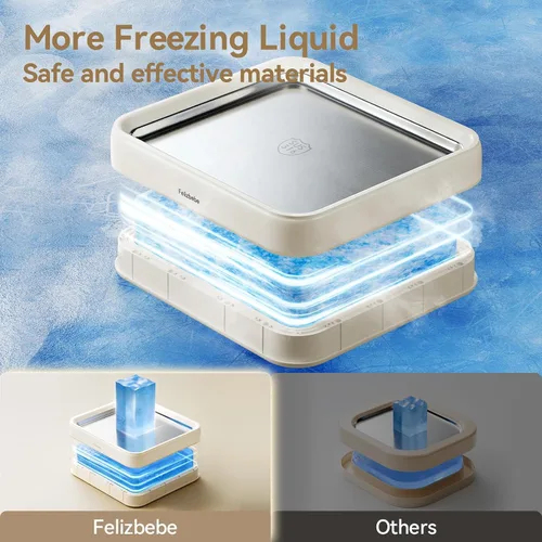 Vista 5 de Máquina para hacer helados enrollados, máquina de helado instantáneo con tapa y 2 espátulas, acero inoxidable SUS316 de grado alimenticio, bandeja