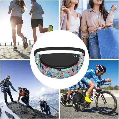 Vista 6 de Riñonera de moda con agujero para auriculares para hombres y mujeres, bolsa de cintura ajustable casual para viajes, fiestas, festivales